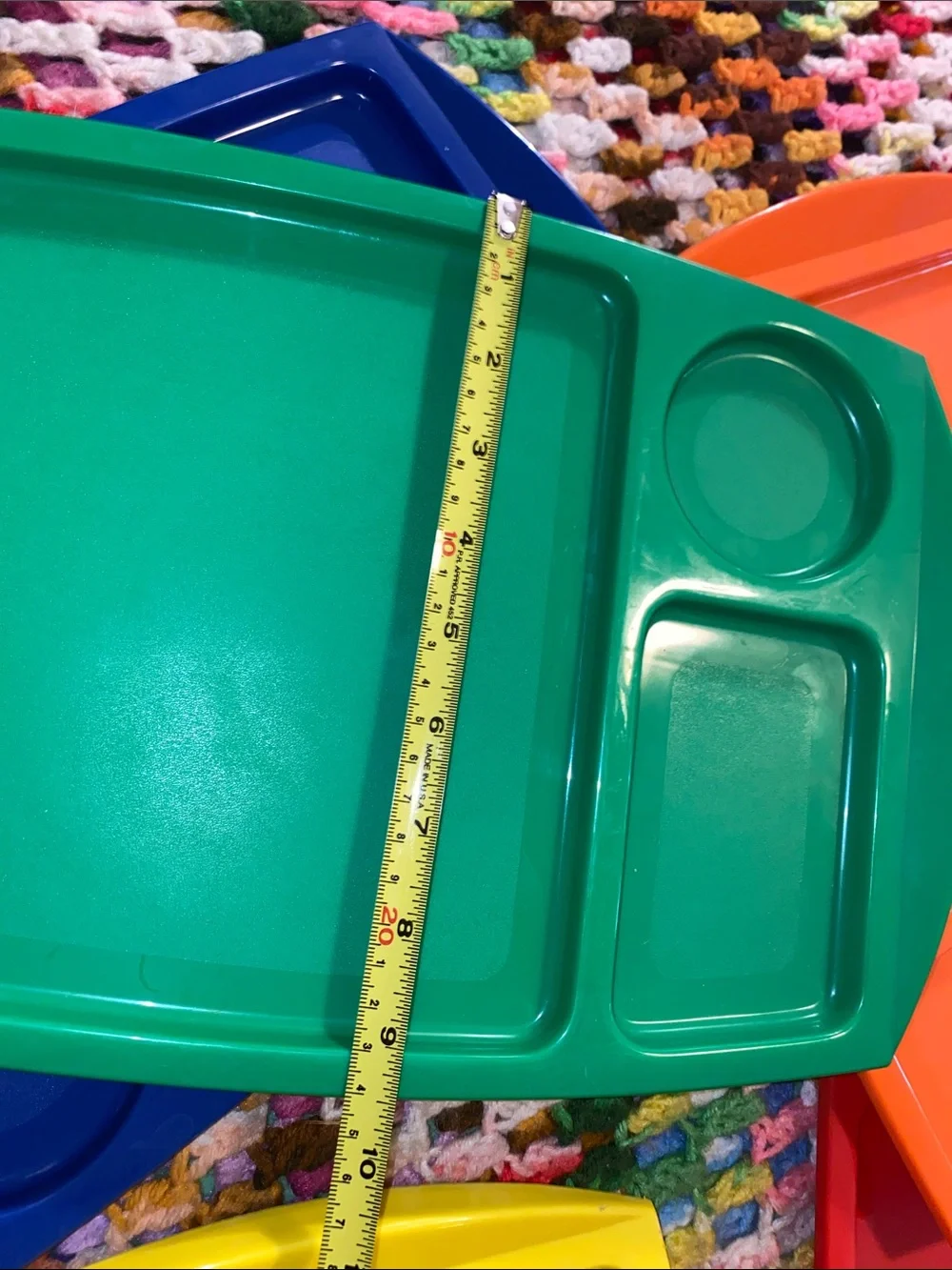 Vintage Plastic Snack/Picknick and Activity Tray - Multi-Color Set of 5